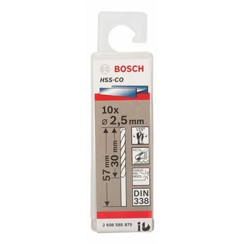 Mũi khoan inox HSS-Co 2.5mm Bosch 2608585875 2608585875 Bosch | Giá rẻ nhất - Công Ty TNHH Thương Mại Dịch Vụ Đạt Tâm