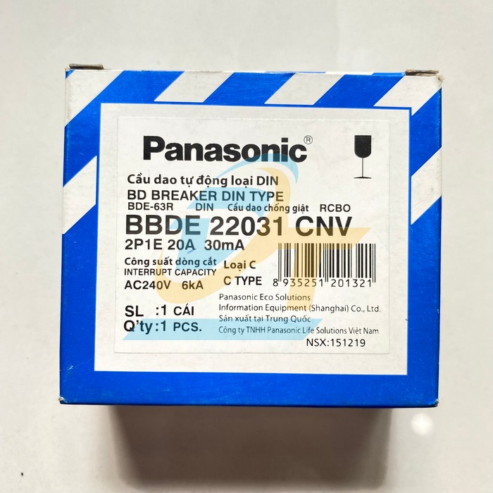 Cầu dao chống giật RCBO 2P 20A Panasonic BBDE22031CNV BBDE22031CNV Panasonic | Giá rẻ nhất - Công Ty TNHH Thương Mại Dịch Vụ Đạt Tâm