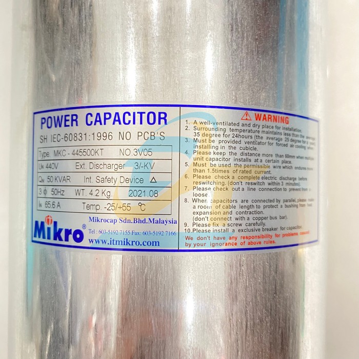 Tụ bù 3P 440V 50Hz 50kVAr Mikro MKC-445500KT MKC-445500KT Mikro | Giá rẻ nhất - Công Ty TNHH Thương Mại Dịch Vụ Đạt Tâm