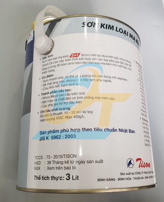 Sơn kim loại mạ kẽm 2in1 Tison 3L - Màu 902  Tison | Giá rẻ nhất - Công Ty TNHH Thương Mại Dịch Vụ Đạt Tâm