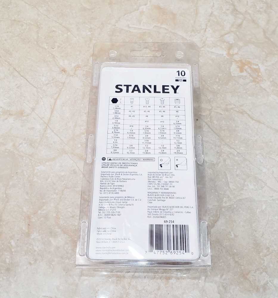 Bộ lục giác hệ inch 10 cây Stanley 69-254 69-254 Stanley | Giá rẻ nhất - Công Ty TNHH Thương Mại Dịch Vụ Đạt Tâm