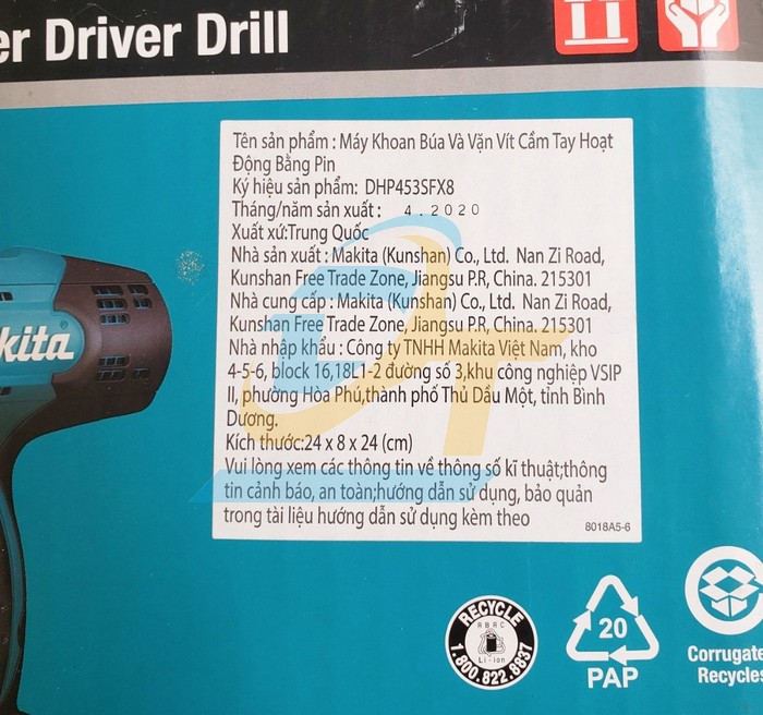 Máy khoan búa và vặn vít dùng pin 18V Makita DHP453SFX8 DHP453SFX8 Makita | Giá rẻ nhất - Công Ty TNHH Thương Mại Dịch Vụ Đạt Tâm