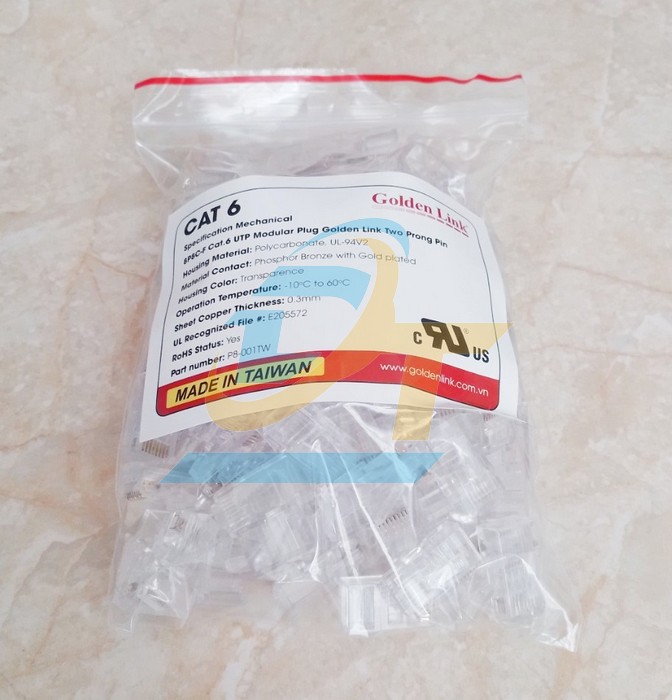Đầu bấm mạng RJ45 Cat.6 UTP Golden Link P8- 001TW P8- 001TW GoldenLink | Giá rẻ nhất - Công Ty TNHH Thương Mại Dịch Vụ Đạt Tâm
