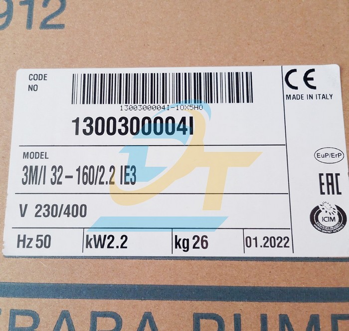 Máy bơm ly tâm trục ngang 3HP 2.2kW Ebara 3M/I 32-160/2.2 IE3 3M/I 32-160/2.2 IE3 Ebara | Giá rẻ nhất - Công Ty TNHH Thương Mại Dịch Vụ Đạt Tâm