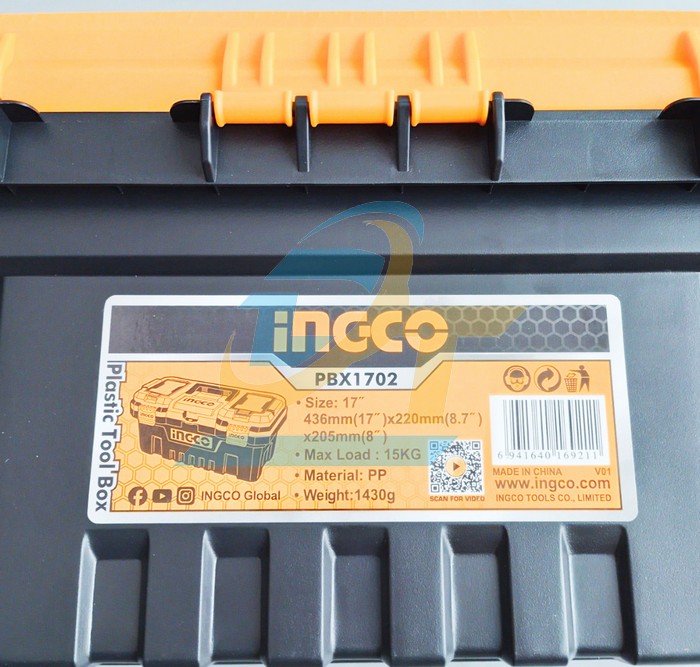 Thùng đồ nghề khóa kim loại 17" (436x220x205mm) INGCO PBX1702  INGCO | Giá rẻ nhất - Công Ty TNHH Thương Mại Dịch Vụ Đạt Tâm