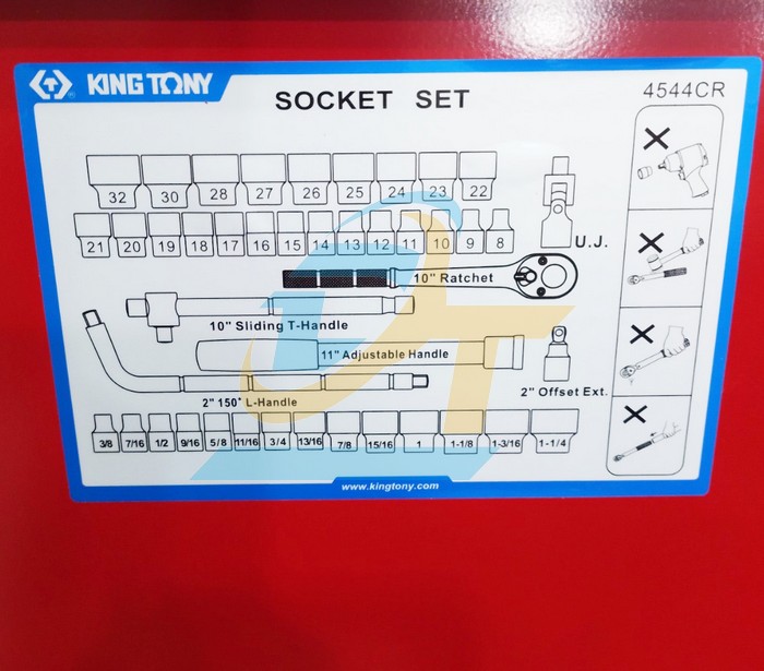 Bộ tuýp 1/2" 43 chi tiết hệ inch và hệ mét Kingtony 4544CR  KingTony | Giá rẻ nhất - Công Ty TNHH Thương Mại Dịch Vụ Đạt Tâm