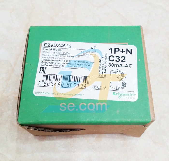 Cầu dao chống giật RCBO Easy9 (1P+N) 32A 30mA 230V Schneider EZ9D34632  SCHNEIDER | Giá rẻ nhất - Công Ty TNHH Thương Mại Dịch Vụ Đạt Tâm