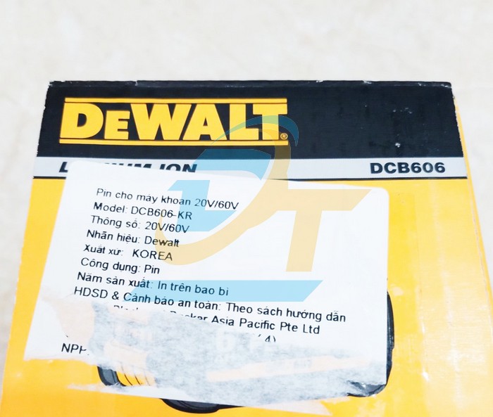 Pin 20V 6.0Ah XR Li-ion Dewalt DCB606-KR  DEWALT | Giá rẻ nhất - Công Ty TNHH Thương Mại Dịch Vụ Đạt Tâm