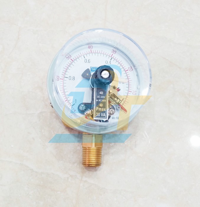 Đồng hồ đo áp suất 3 kim 100mm -76-0cmHg Yamaki (Chân đứng ren 21mm)  YAMAKI | Giá rẻ nhất - Công Ty TNHH Thương Mại Dịch Vụ Đạt Tâm