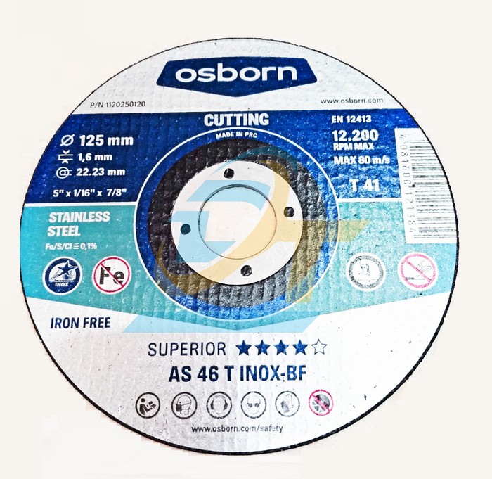 Đá cắt AS 46 T INOX-BF Osborn 125x1.6x22.23mm  OSBORN | Giá rẻ nhất - Công Ty TNHH Thương Mại Dịch Vụ Đạt Tâm