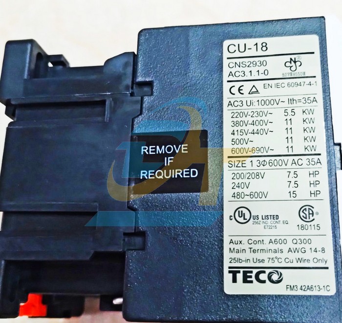 Khởi động từ 3P 18A 220V Teco CU-18  Teco | Giá rẻ nhất - Công Ty TNHH Thương Mại Dịch Vụ Đạt Tâm