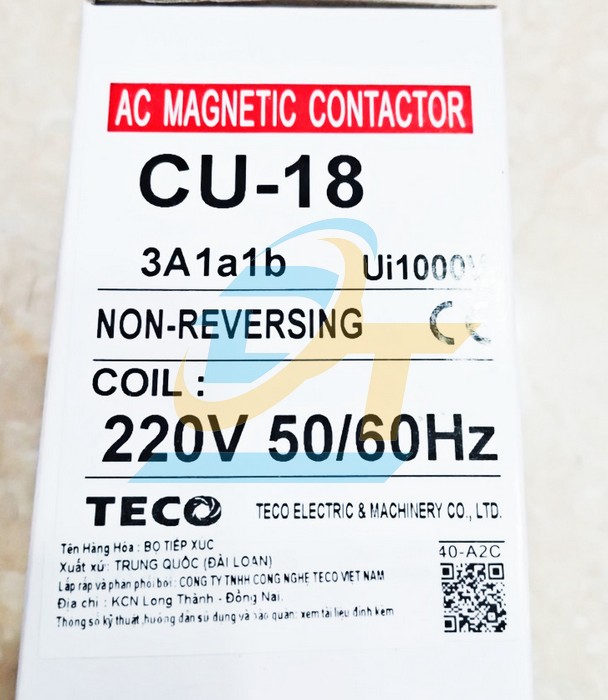 Khởi động từ 3P 18A 220V Teco CU-18  Teco | Giá rẻ nhất - Công Ty TNHH Thương Mại Dịch Vụ Đạt Tâm