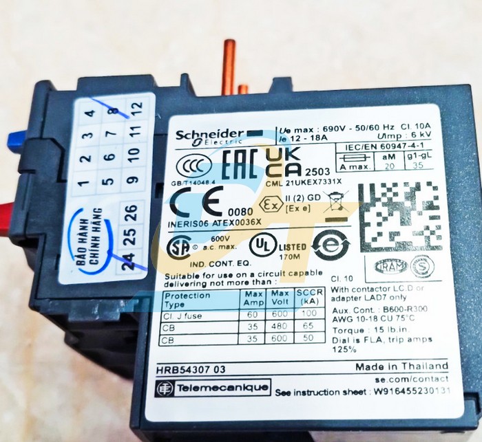 Relay nhiệt 12-18A Schneider LRD21  SCHNEIDER | Giá rẻ nhất - Công Ty TNHH Thương Mại Dịch Vụ Đạt Tâm