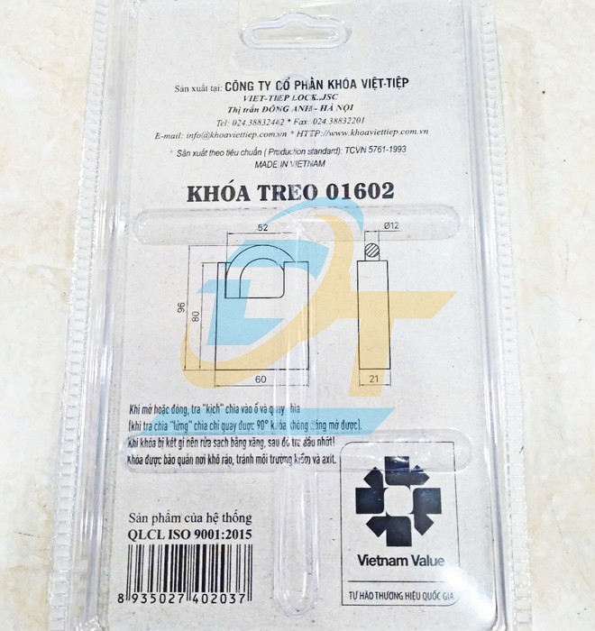 Khóa treo chống cắt 60mm Việt Tiệp 01602  VietTiep | Giá rẻ nhất - Công Ty TNHH Thương Mại Dịch Vụ Đạt Tâm