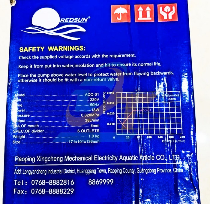M&aacute;y sủi oxy 18W 220V Redsun ACO-001 ACO-001 REDSUN | Gi&aacute; rẻ nhất - C&ocirc;ng Ty TNHH Thương Mại Dịch Vụ Đạt T&acirc;m