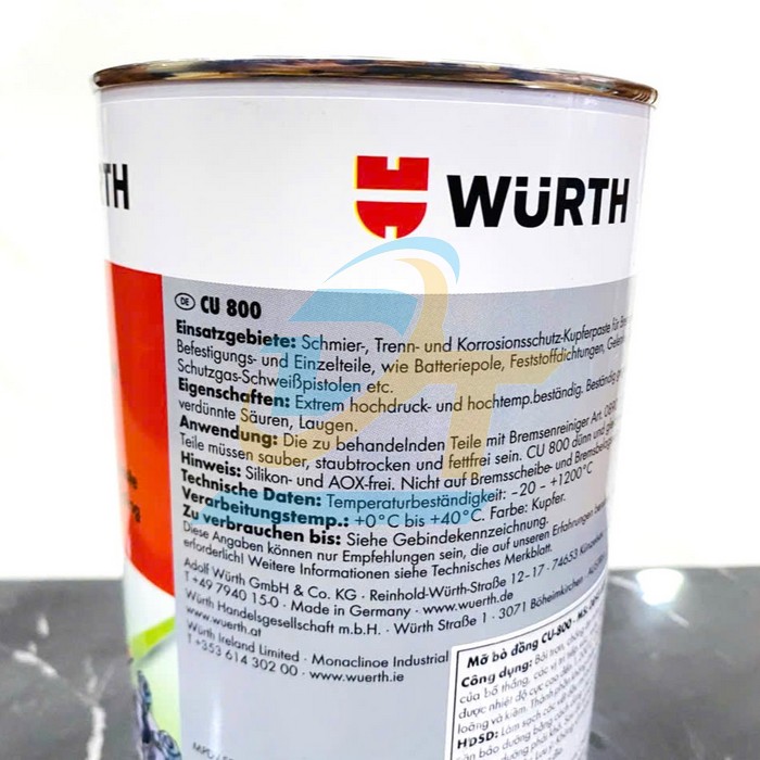 Mỡ b&ograve; đồng chịu nhiệt Wurth CU 800 1kg  WURTH | Gi&aacute; rẻ nhất - C&ocirc;ng Ty TNHH Thương Mại Dịch Vụ Đạt T&acirc;m